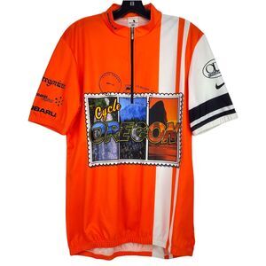 SUGOI Cycling Jersey Shirt Adult XL Orange OREGON Spell Out Sponsored Logos
